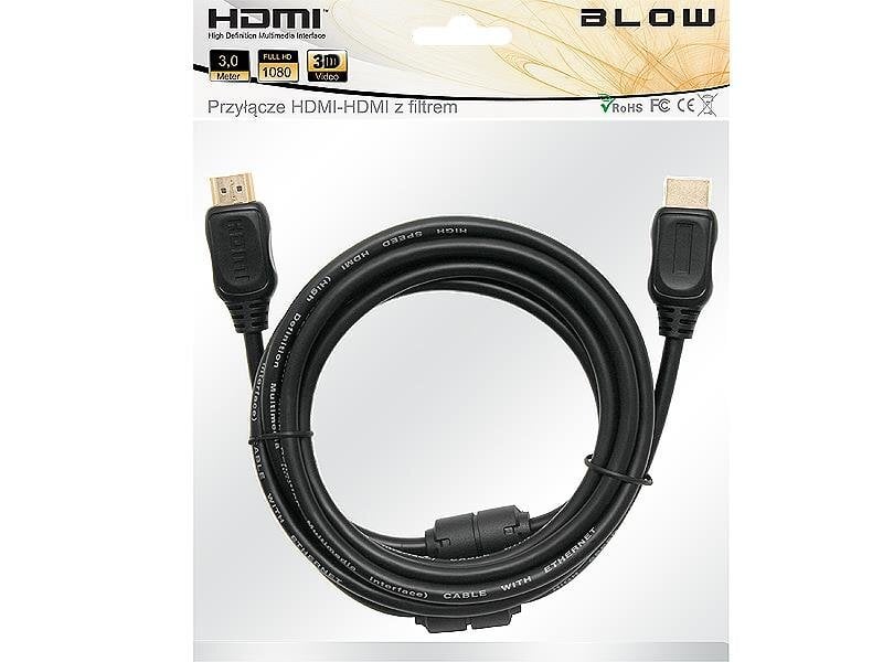 HDMI - HDMI 1.4 kabelis 3m kaina ir informacija | Kabeliai ir laidai | pigu.lt