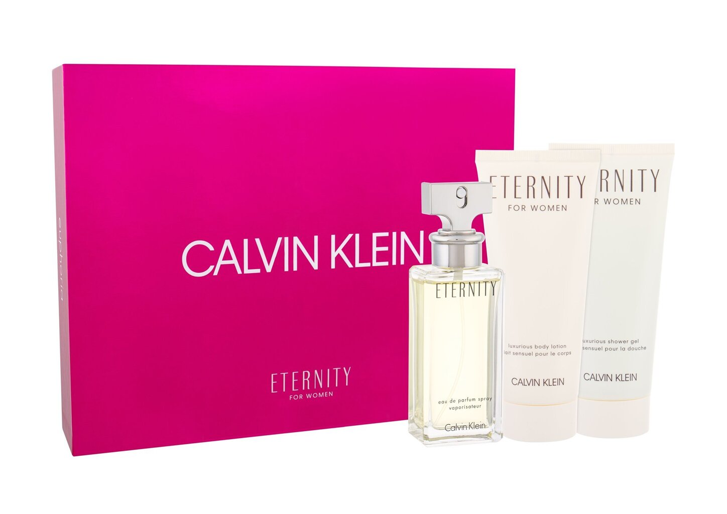 Rinkinys Calvin Klein Eternity: kvapusis vanduo EDP moterims 50 ml + kūno losjonas moterims 100 ml + dušo želė moterims 100 ml kaina ir informacija | Kvepalai moterims | pigu.lt