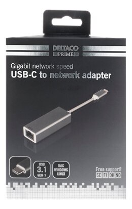 Deltaco USBC-GIGA5, USB-C/RJ45, 0.06 m цена и информация | Adapteriai, USB šakotuvai | pigu.lt