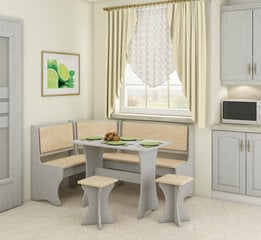 Угловой комплект столовой с табуретками, белый/кремовый цена и информация | Комплекты мебели для столовой | pigu.lt