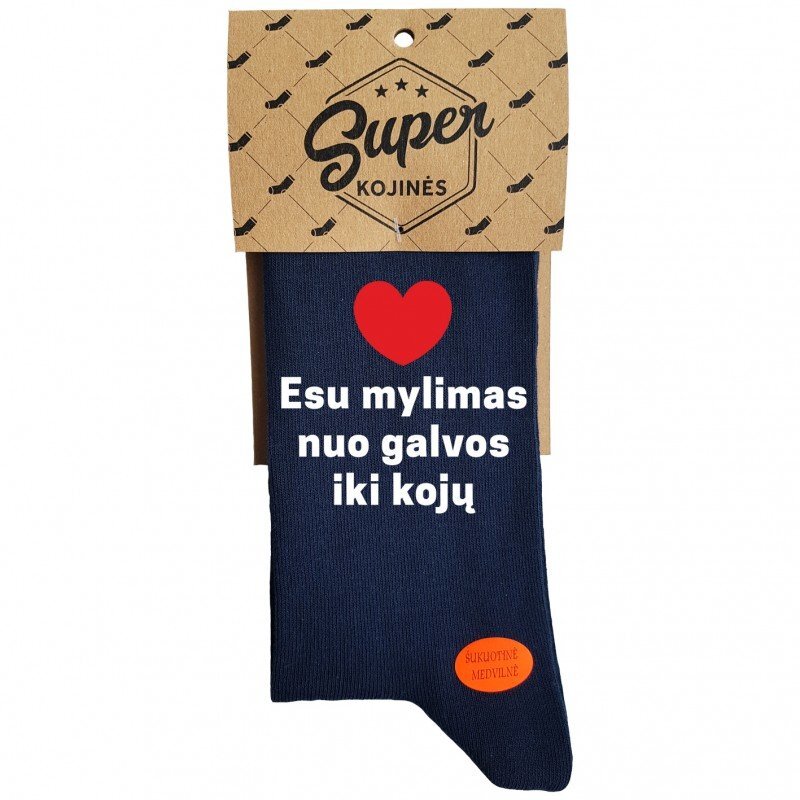 Kojinės "Esu mylimas nuo galvos iki kojų" (Pakabinama pakuotė) цена и информация | Originalios kojinės | pigu.lt