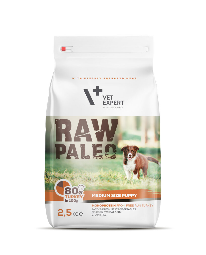 Raw Paleo sausas, begrūdis maistas vidutinių veislių šuniukams Puppy Medium, 2,5 kg kaina ir informacija | Sausas maistas šunims | pigu.lt