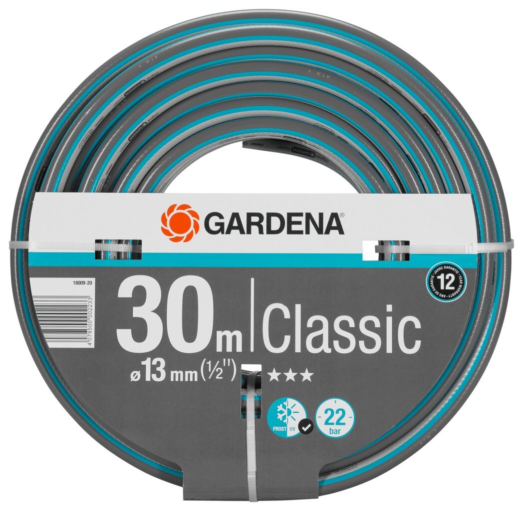 Gardena Classic laistymo žarna, 30m 13mm 1/2" цена и информация | Laistymo įranga, purkštuvai | pigu.lt