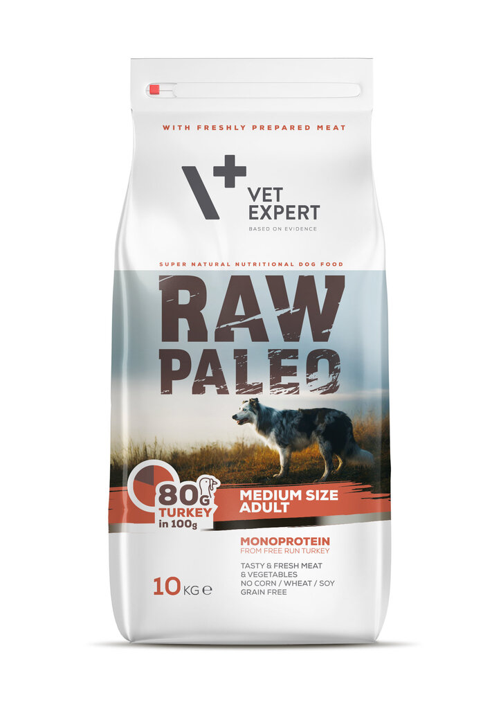 Raw Paleo sausas, begrūdis maistas vidutinių veislių šunims Adult Medium su kalakutiena, 10 kg kaina ir informacija | Sausas maistas šunims | pigu.lt