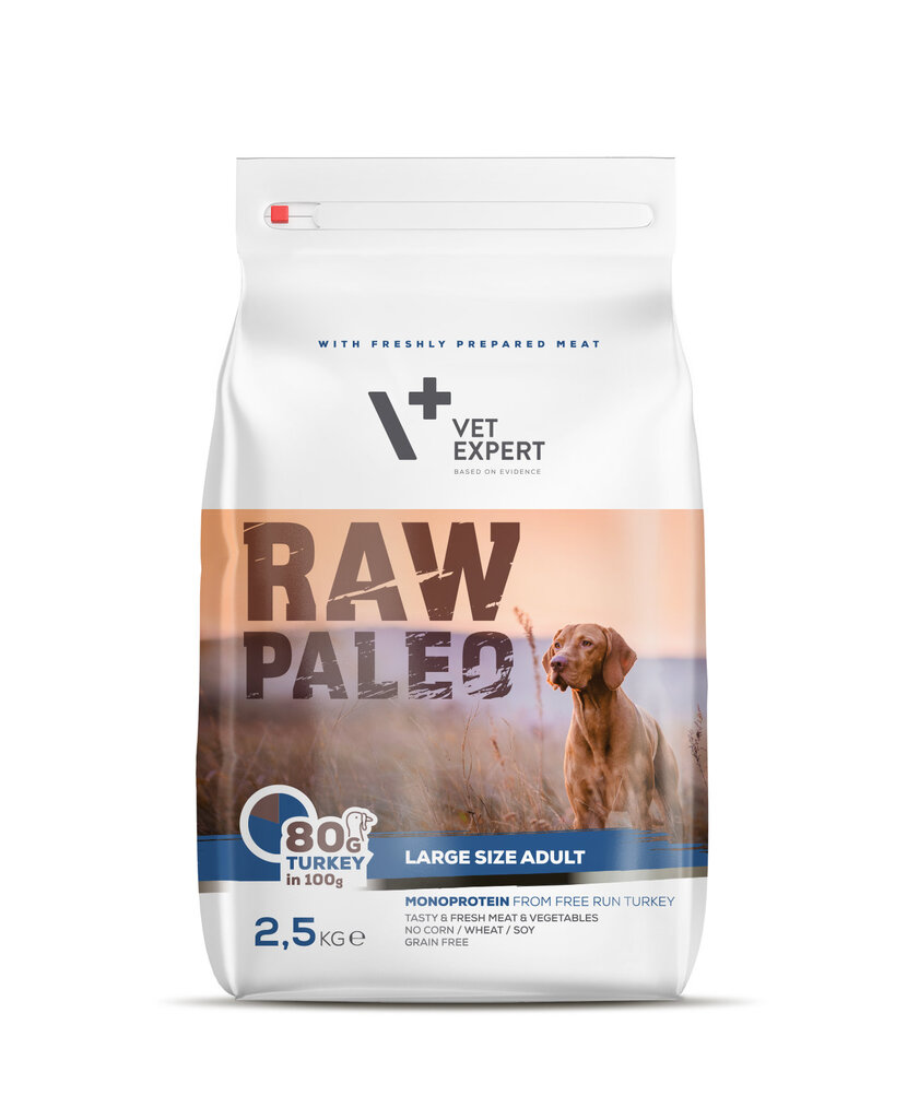 Raw Paleo sausas, begrūdis maistas didelių veislių šunims Adult Large breed su kalakutiena, 2,5 kg цена и информация | Sausas maistas šunims | pigu.lt