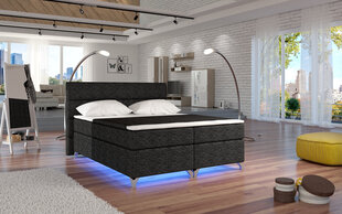 Кровать Amadeo с LED подсветкой, 140x200 см, гобелен, черная/белая цена и информация | Кровати | pigu.lt
