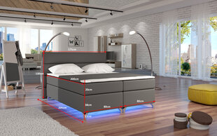 Кровать Amadeo с LED подсветкой, 140x200 см, гобелен, черная/белая цена и информация | Кровати | pigu.lt