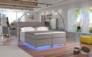 Кровать Amadeo с LED подсветкой, 140x200 см, гобелен, светло-серая цена и информация | Кровати | pigu.lt