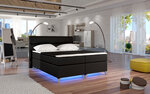 Lova NORE Amadeo su LED apšvietimu, 140x200 cm, dirbtinė oda, juoda kaina ir informacija | Lovos | pigu.lt