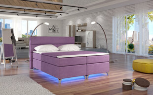 Lova NORE Amadeo su LED apšvietimu, 140x200 cm, gobelenas, violetinė kaina ir informacija | Lovos | pigu.lt