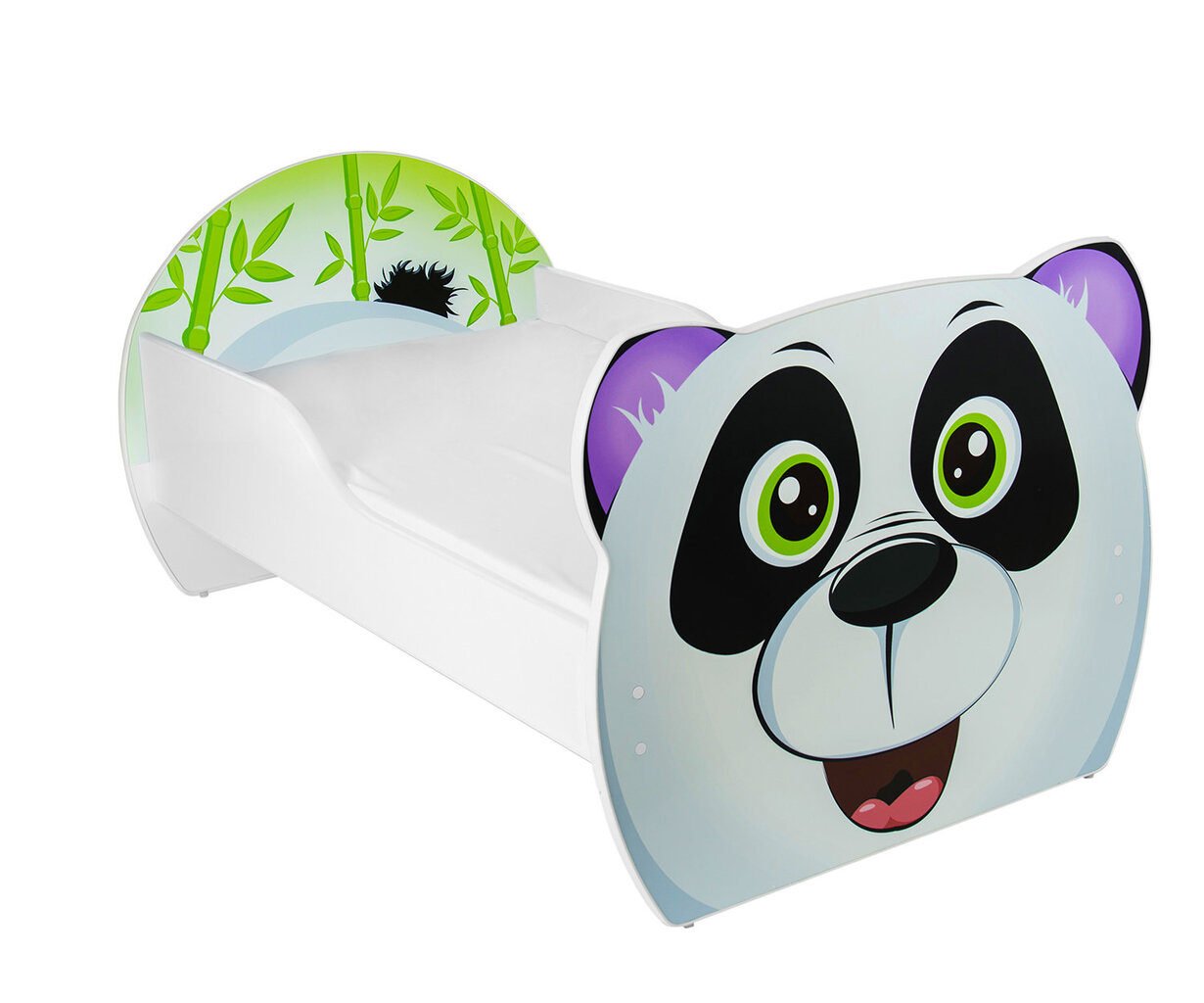 Lova su čiužiniu Panda, 140x80 cm, balta/juoda цена и информация | Vaikiškos lovos | pigu.lt