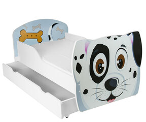 Кровать с матрасом и ящиком для постельного белья Далмантин, 160 x 90 см, белая/черная цена и информация | Детские кровати | pigu.lt