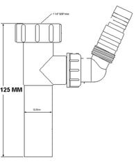 Žalvarinis chromuotas sifono vamzdelis skalb./indapl., McAlpine MCRS, 32 mm kaina ir informacija | McAlpine Santechnika, remontas, šildymas | pigu.lt