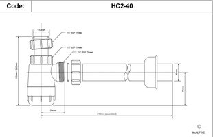 Sifonas praustuvui be galvutės McAlpine MCHC240, 40 mm kaina ir informacija | McAlpine Santechnika, remontas, šildymas | pigu.lt