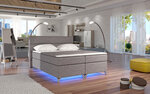 Кровать Amadeo с LED подсветкой, 180x200 см, гобелен, светло-серая