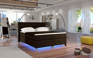 Кровать Amadeo с LED подсветкой, 180x200 см, гобелен, коричневая цена и информация | Кровати | pigu.lt