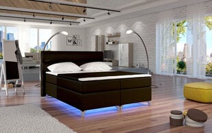 Кровать Amadeo с LED подсветкой, 180x200 см, искусственная кожа, коричневая цена и информация | Кровати | pigu.lt