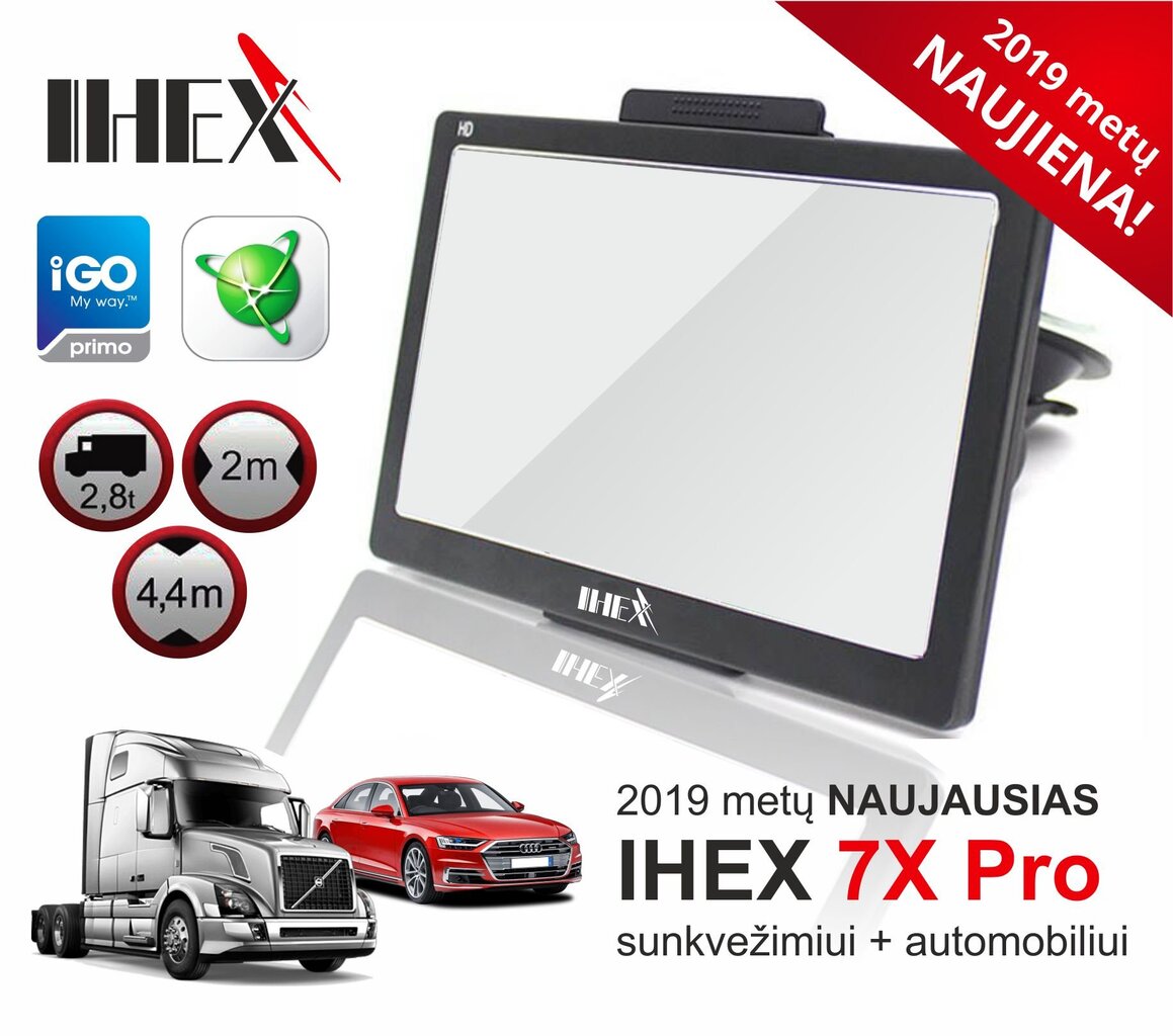 GPS navigacija IHEX 7X Pro цена и информация | GPS navigacijos | pigu.lt