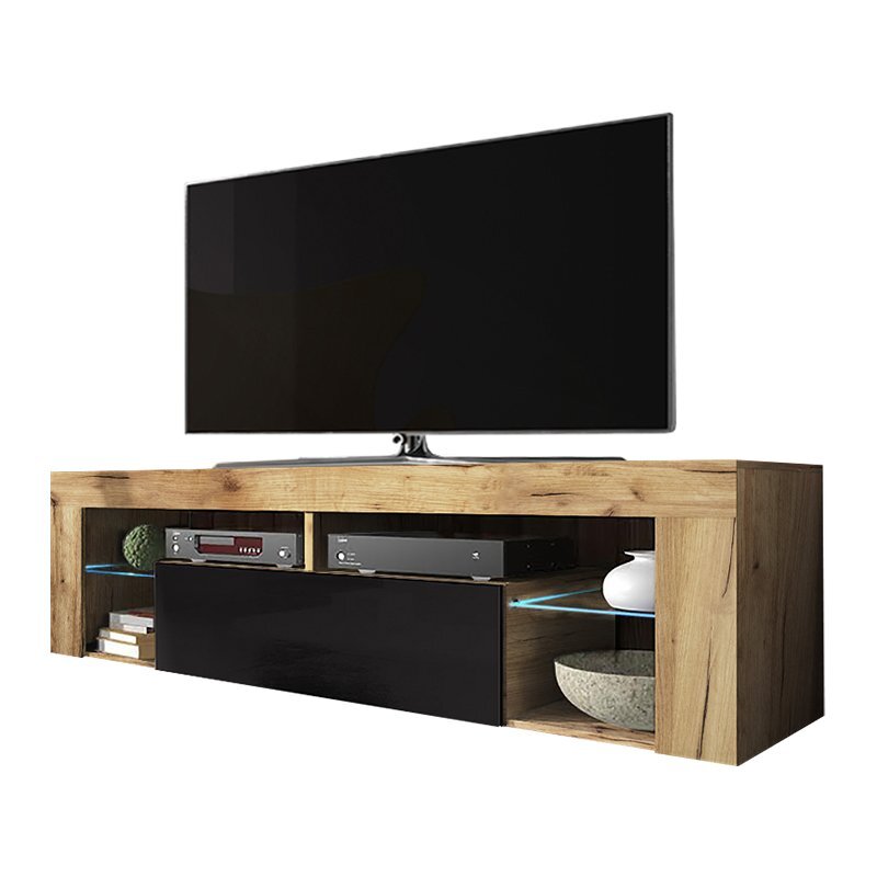 TV staliukas Bianko LED, rudas/juodas kaina ir informacija | TV staliukai | pigu.lt