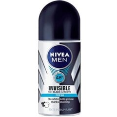 Rutulinis dezodorantas vyrams Nivea Invisible Black & White 50 ml цена и информация | Дезодоранты | pigu.lt