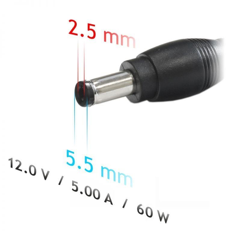 Akyga 100-250V, 12V, 5A, 60W kaina ir informacija | Įkrovikliai nešiojamiems kompiuteriams | pigu.lt