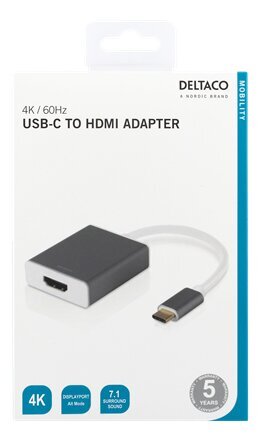 Deltaco USBC-HDMI9, USB-C/HDMI, 0.2 m kaina ir informacija | Kabeliai ir laidai | pigu.lt