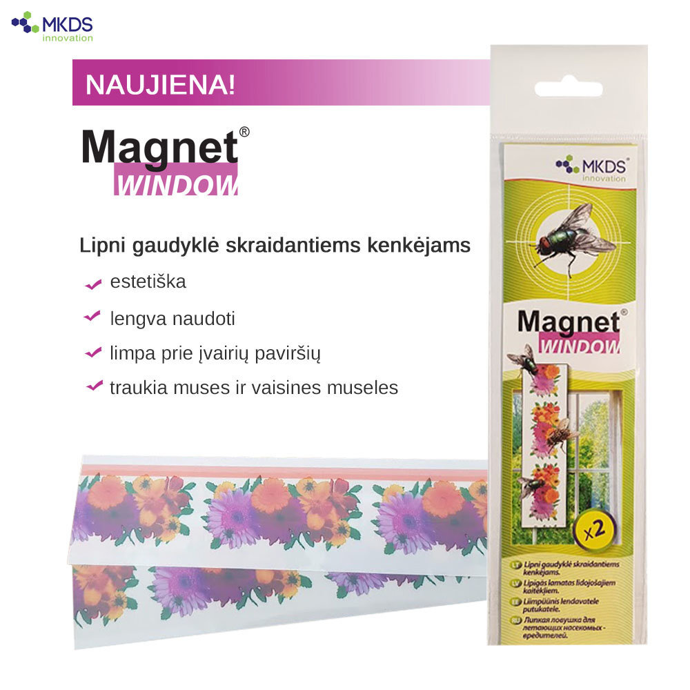 Magnet WINDOW lipni vabzdžių gaudyklė, 2 vnt kaina ir informacija | Priemonės nuo uodų ir erkių | pigu.lt