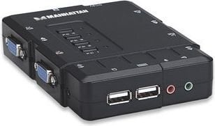 KVM jungiklis VGA / USB 4x1 4 prievadų su garsu / mikrofonu Manhattan 151269 kaina ir informacija | Maršrutizatoriai (routeriai) | pigu.lt