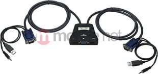KVM переключатель Manhattan 2-портовый KVM VGA/USB 2x1 переключатель с 3,5 мм аудио-разъемом цена и информация | Коммутаторы (Switch) | pigu.lt