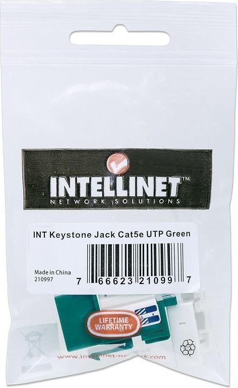 Modulis Keystone Intellinet RJ45 UTP Cat5e Punch-Down, žalias цена и информация | Kabeliai ir laidai | pigu.lt