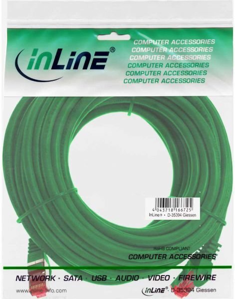 InLine Patchcord S/FTP, PiMF, Cat.6, PVC, zielony 30m (76430G) kaina ir informacija | Kabeliai ir laidai | pigu.lt