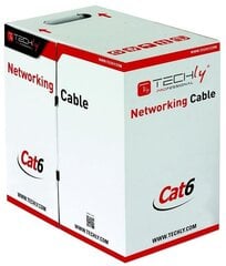 Techly UTP Cat6 masinis kabelis 4x2 kieto vario 305m pilkas kaina ir informacija | Kabeliai ir laidai | pigu.lt