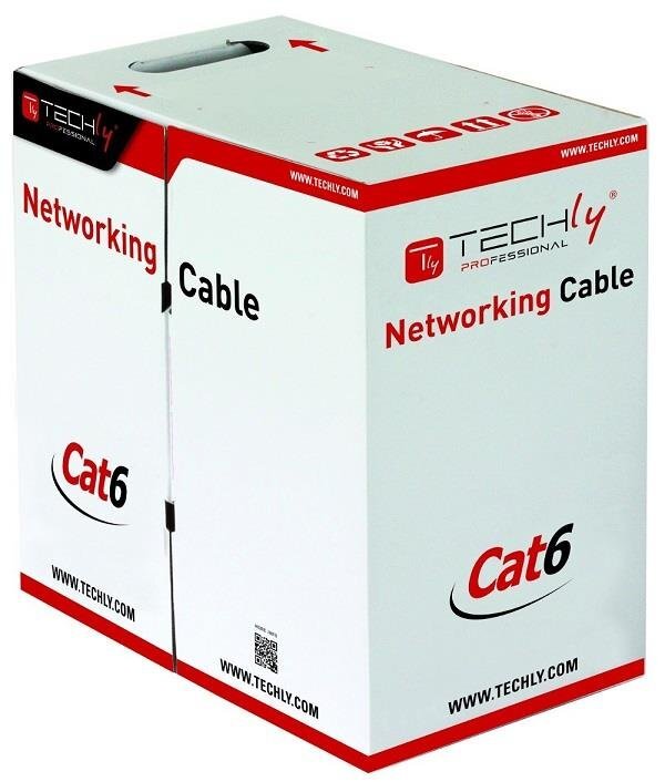 Techly UTP Cat6 masinis kabelis 4x2 kieto vario 305m pilkas kaina ir informacija | Kabeliai ir laidai | pigu.lt