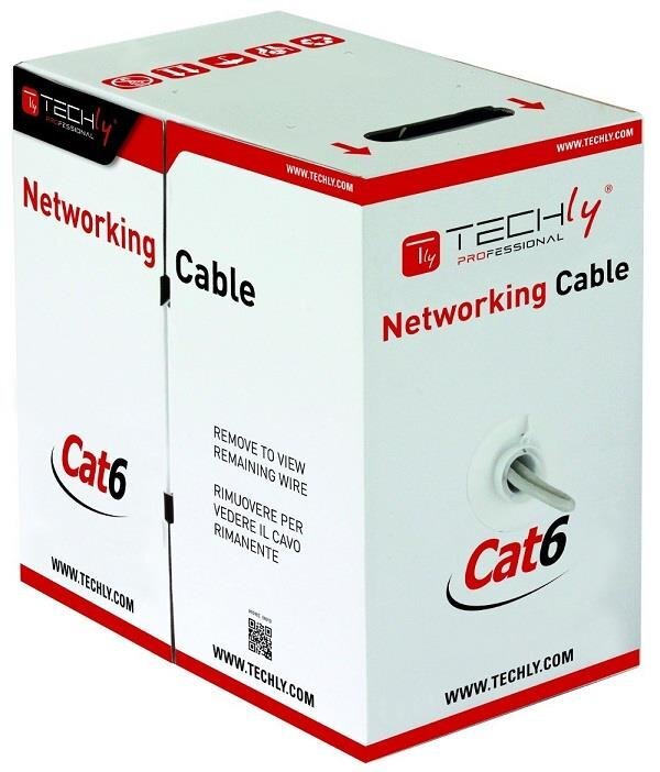 Tinklo kabelis Techly Cat6 UTP, 305m, pilkas, SOHO CCA kaina ir informacija | Kabeliai ir laidai | pigu.lt