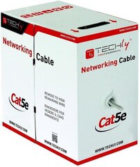 Сетевой кабель Techly, витая пара Cat 5e UTP, коробка 305 м, серый, 100% медь цена и информация | Кабели и провода | pigu.lt