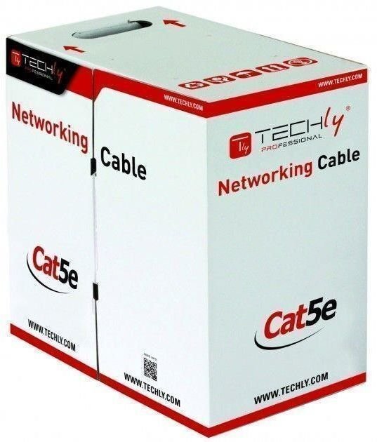 Tinklo kabelis Techly, vyta pora, Cat 5e F / UTP tvirtas 305 m juodas lauko CCA kaina ir informacija | Kabeliai ir laidai | pigu.lt