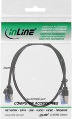 InLine InLine slim okrągły kabel sieciowy Patch U/FTP Cat,6A - czarny - 0,25m цена и информация | Кабели и провода | pigu.lt