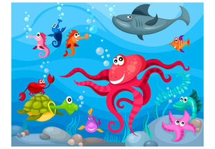 Fototapetas - Octopus and shark kaina ir informacija | Fototapetai | pigu.lt