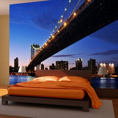 Fototapetas - Manhattan Bridge illuminated at night kaina ir informacija | Fototapetai | pigu.lt