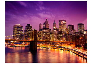 Fototapetas - Manhattan and Brooklyn Bridge by night цена и информация | Фотообои | pigu.lt