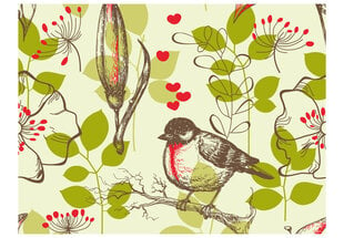 Fototapetas - Bird and lilies vintage pattern kaina ir informacija | Fototapetai | pigu.lt