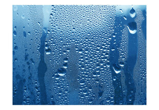 Fototapetas - Water drops on blue glass цена и информация | Фотообои | pigu.lt