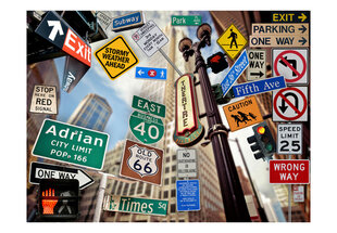 Fototapetas - New York signposts цена и информация | Фотообои | pigu.lt