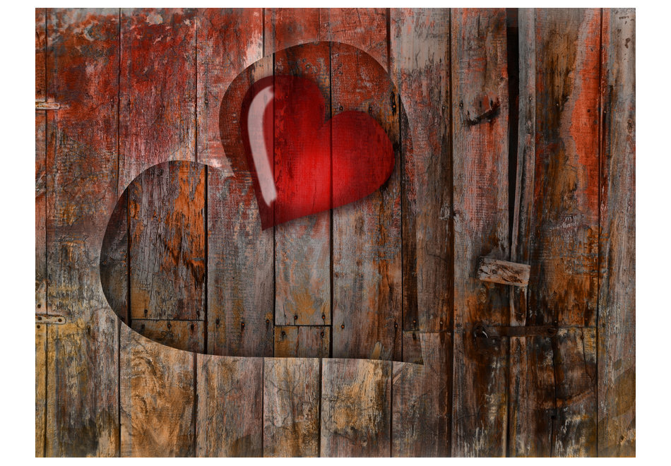 Fototapetas - Heart on wooden background kaina ir informacija | Fototapetai | pigu.lt