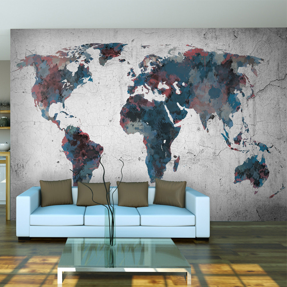 Fototapetas - World map on the wall цена и информация | Fototapetai | pigu.lt