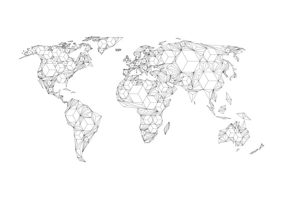Fototapetas - Map of the World - white solids цена и информация | Fototapetai | pigu.lt