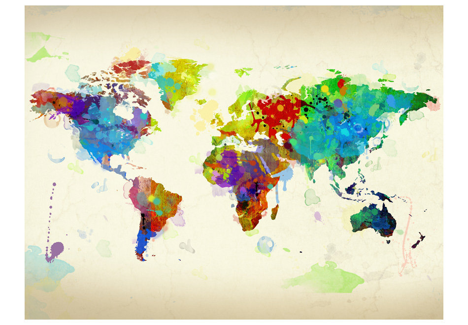 Fototapetas - Paint splashes map of the World цена и информация | Fototapetai | pigu.lt