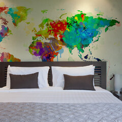 Fototapetas - Paint splashes map of the World kaina ir informacija | Fototapetai | pigu.lt