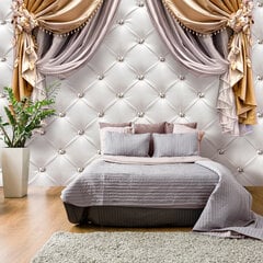 Fototapetas - Curtain of Luxury цена и информация | Фотообои с инструментом и клеем - Бежевые листья эвкалипта, 400x280 см | pigu.lt