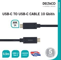 Deltaco USBC-1121M, USB C, 0.5 м цена и информация | Кабели для телефонов | pigu.lt